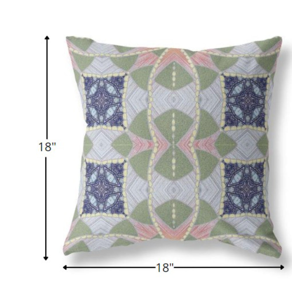 18" Green Pink Cosmic Circle Boho Suede Throw Pillow