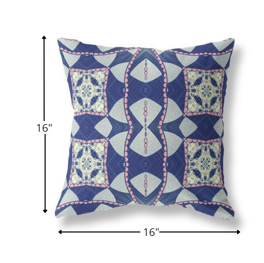 16" Indigo Pink Cosmic Circle Boho Suede Throw Pillow