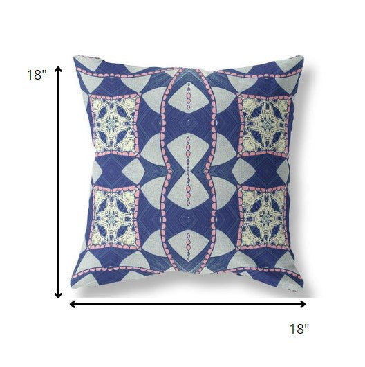 18" Indigo Pink Cosmic Circle Boho Suede Throw Pillow