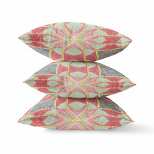 Cojín de gamuza boho con círculo cósmico amarillo rojo de 16