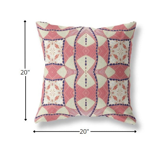 18" Red White Cosmic Circle Boho Suede Throw Pillow