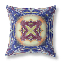 16” Indigo Cream Geo Tribal Suede Throw Pillow