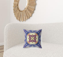 16” Indigo Cream Geo Tribal Suede Throw Pillow