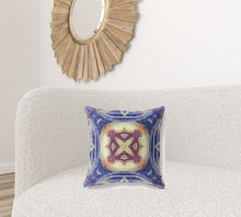 18” Indigo Cream Geo Tribal Suede Throw Pillow