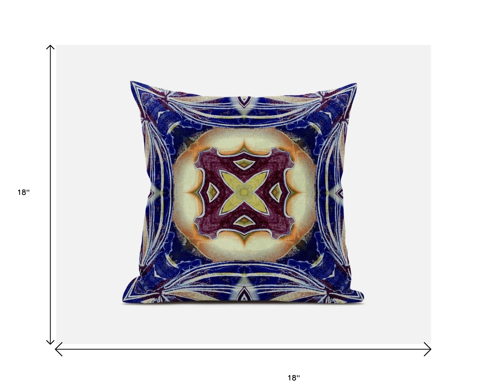 18” Indigo Cream Geo Tribal Suede Throw Pillow