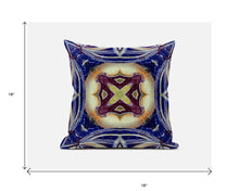 18” Indigo Cream Geo Tribal Suede Throw Pillow