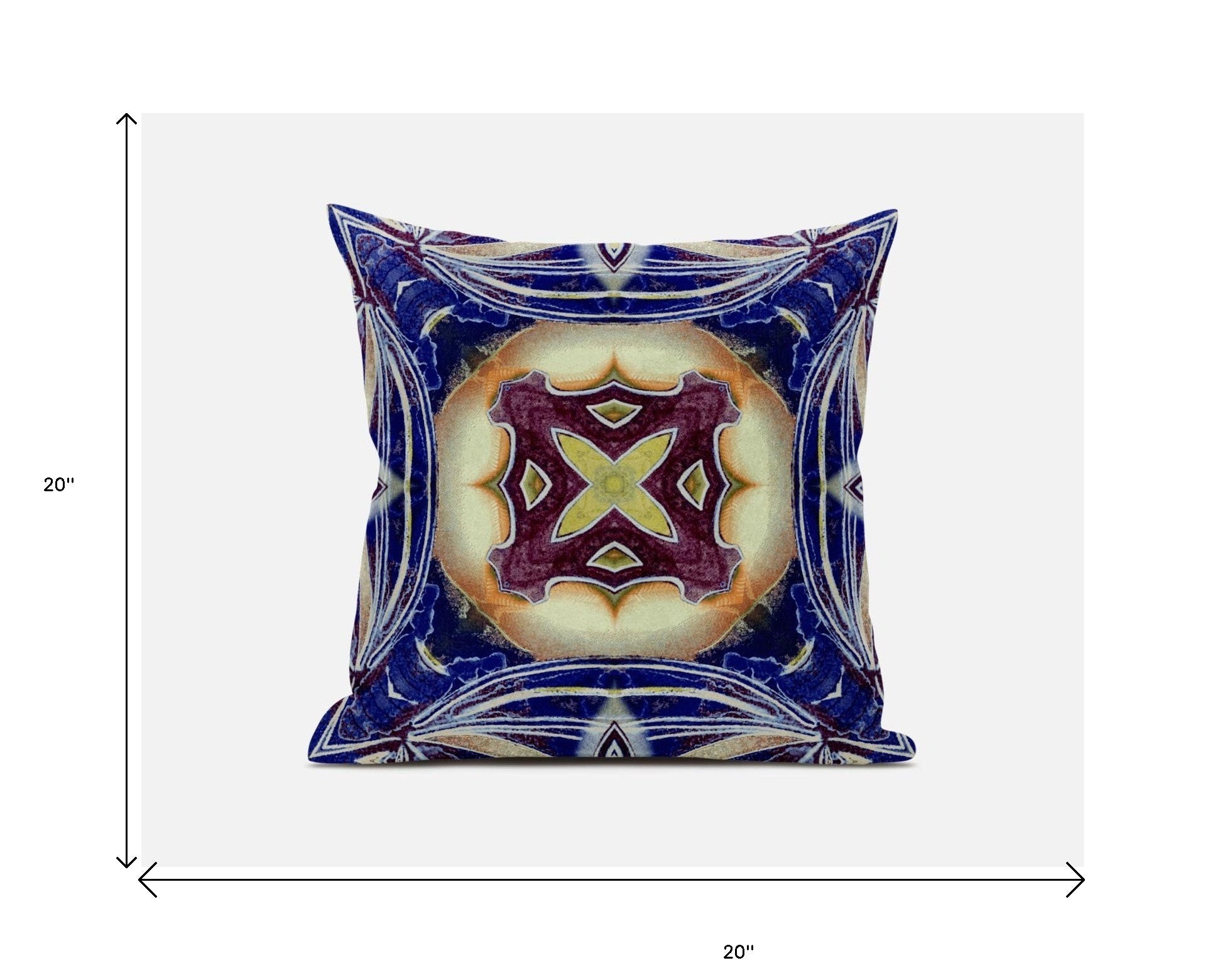 18” Indigo Cream Geo Tribal Suede Throw Pillow