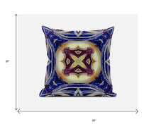 18” Indigo Cream Geo Tribal Suede Throw Pillow