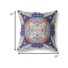 18” Indigo Orange Geo Tribal Suede Throw Pillow