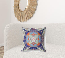 18” Indigo Orange Geo Tribal Suede Throw Pillow