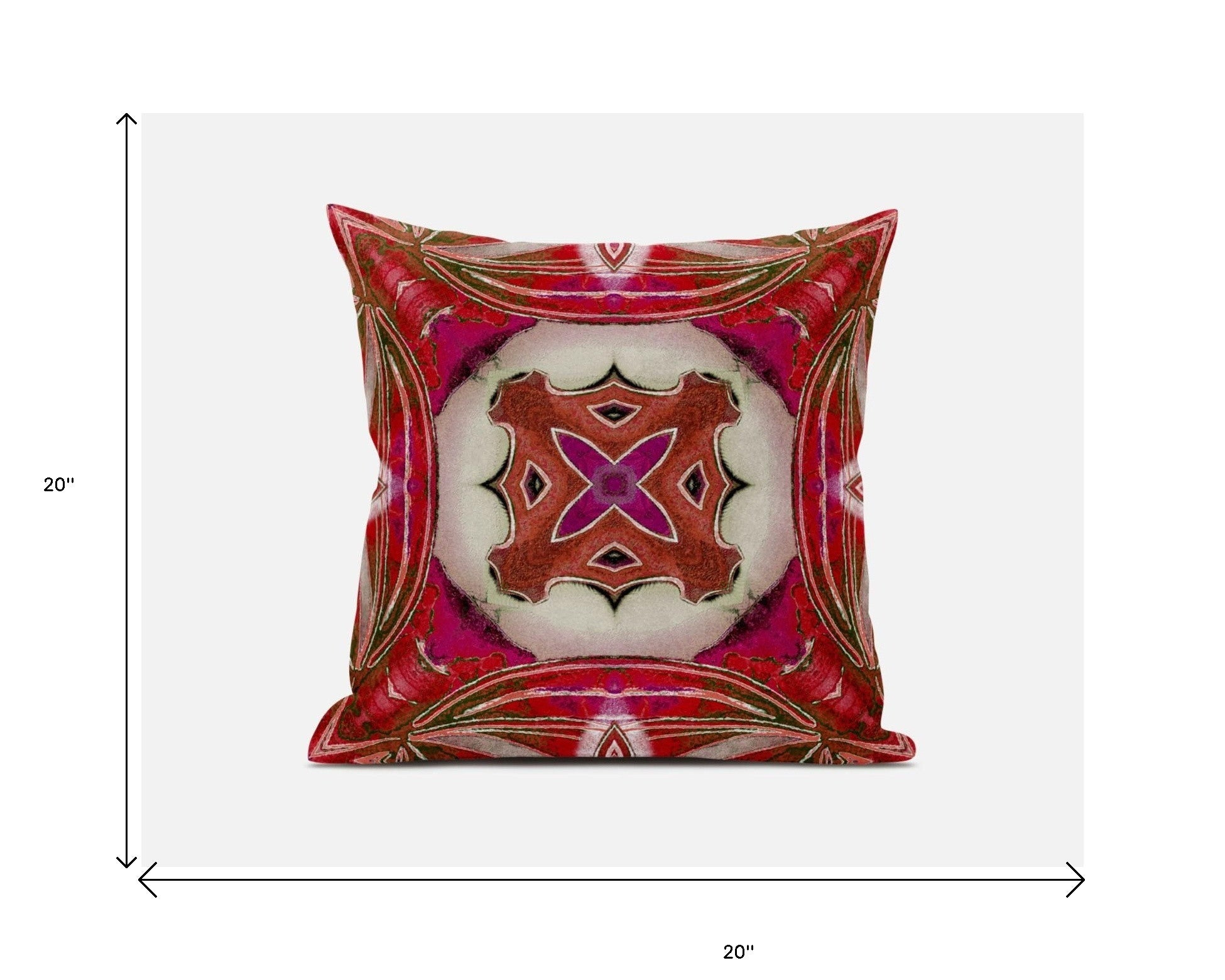 Cojín de gamuza tribal Geo rojo fucsia de 18"