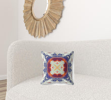 16” Indigo White Geo Tribal Suede Throw Pillow