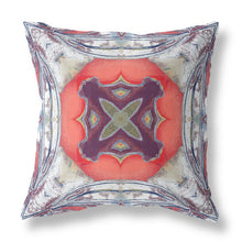 18” Gray Peach Geo Tribal Suede Throw Pillow