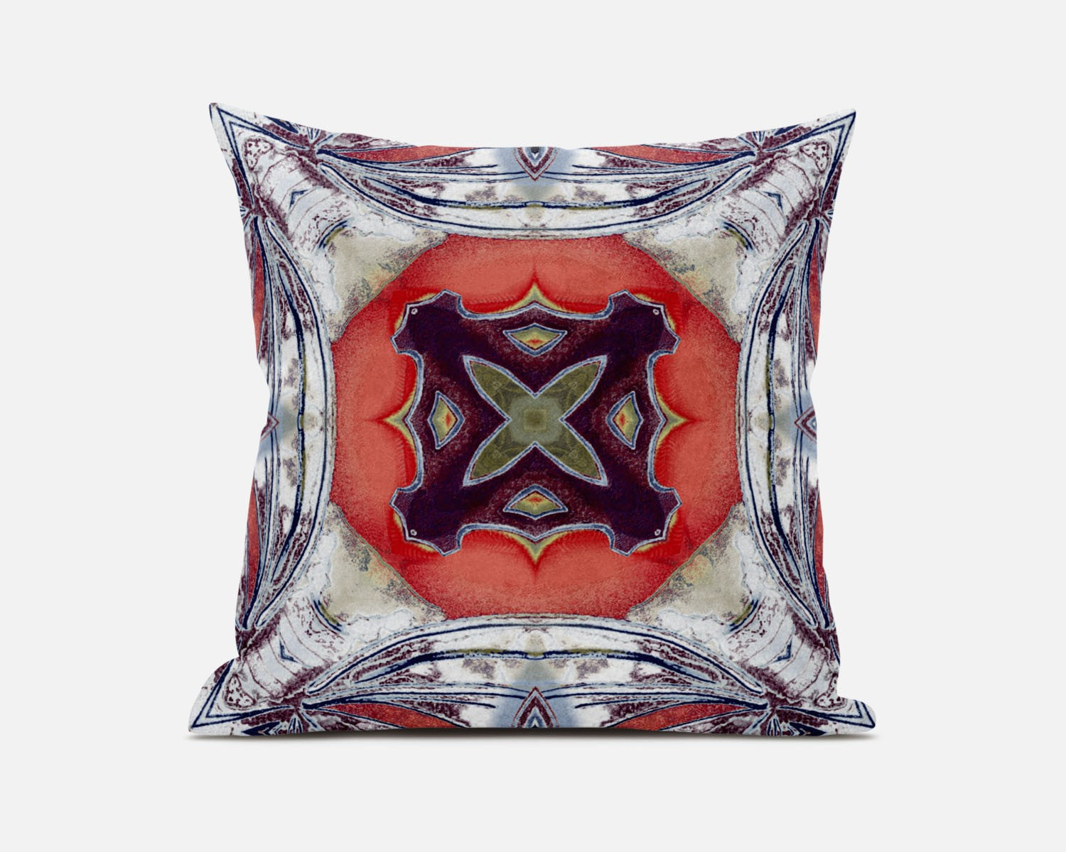 18” Gray Peach Geo Tribal Suede Throw Pillow