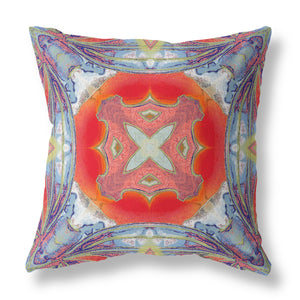 18” Blue Orange Geo Tribal Suede Throw Pillow