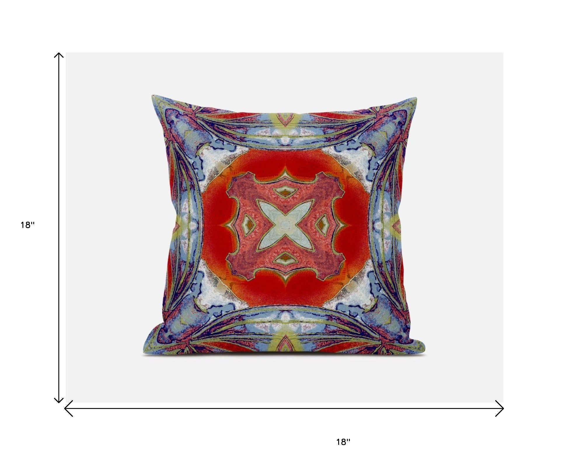 18” Blue Orange Geo Tribal Suede Throw Pillow