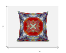 18” Blue Orange Geo Tribal Suede Throw Pillow