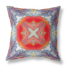 18” Blue Orange Geo Tribal Suede Throw Pillow