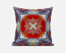 18” Blue Orange Geo Tribal Suede Throw Pillow