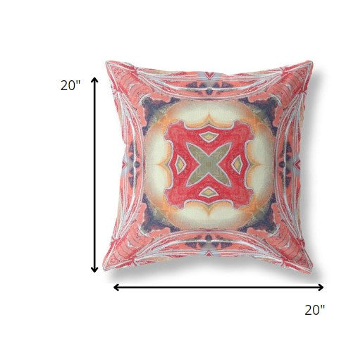 Cojín de gamuza tribal Geo rojo melocotón de 18 "