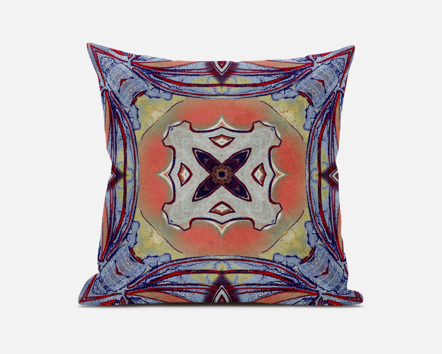 16” Purple Orange Geo Tribal Suede Throw Pillow
