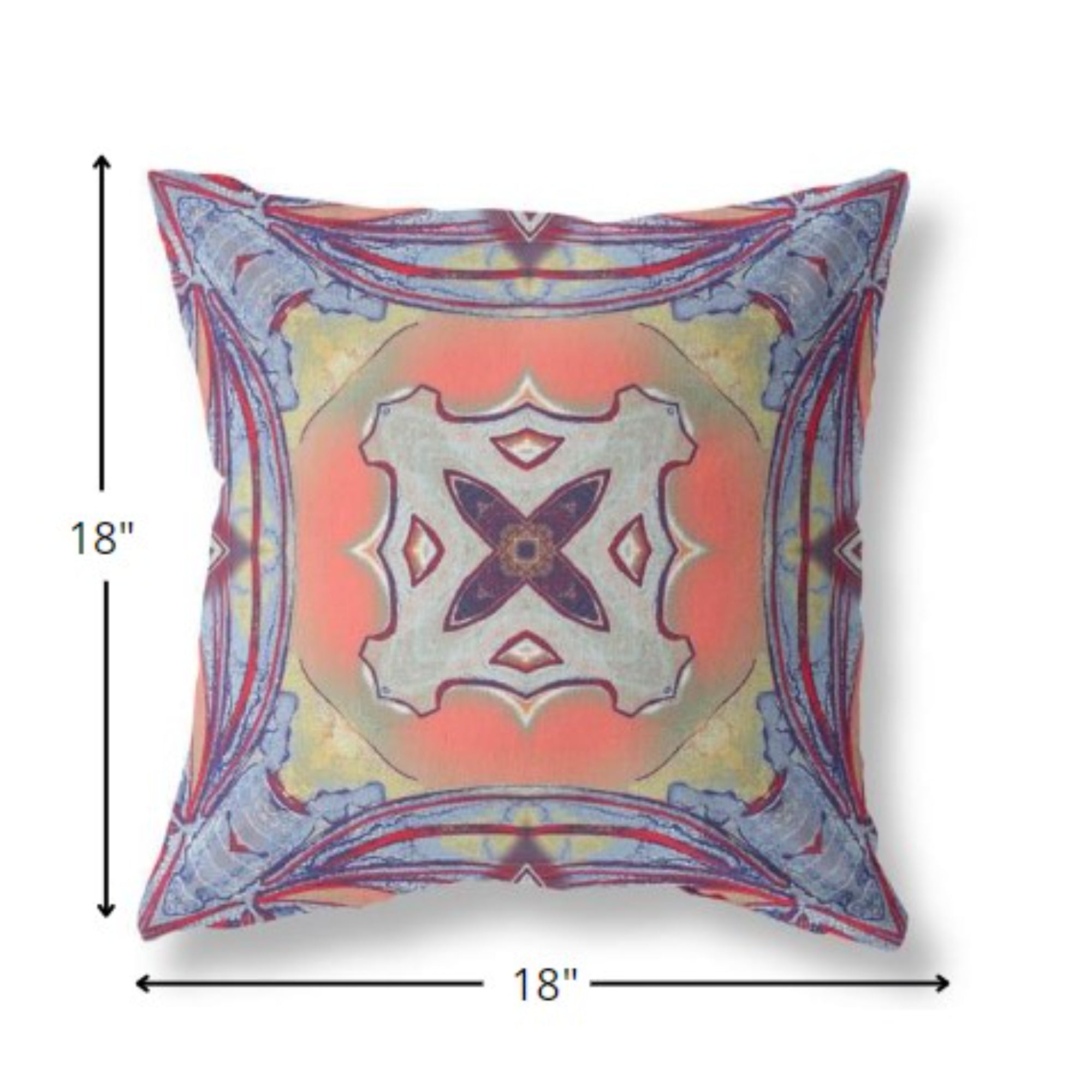 18” Purple Orange Geo Tribal Suede Throw Pillow