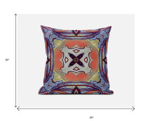18” Purple Orange Geo Tribal Suede Throw Pillow