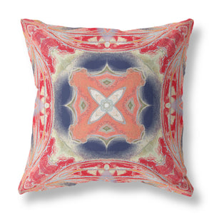 16” Red Cream Geo Tribal Suede Throw Pillow