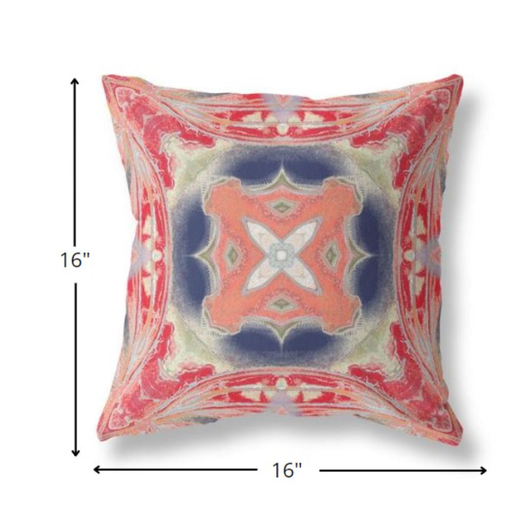 16” Red Cream Geo Tribal Suede Throw Pillow
