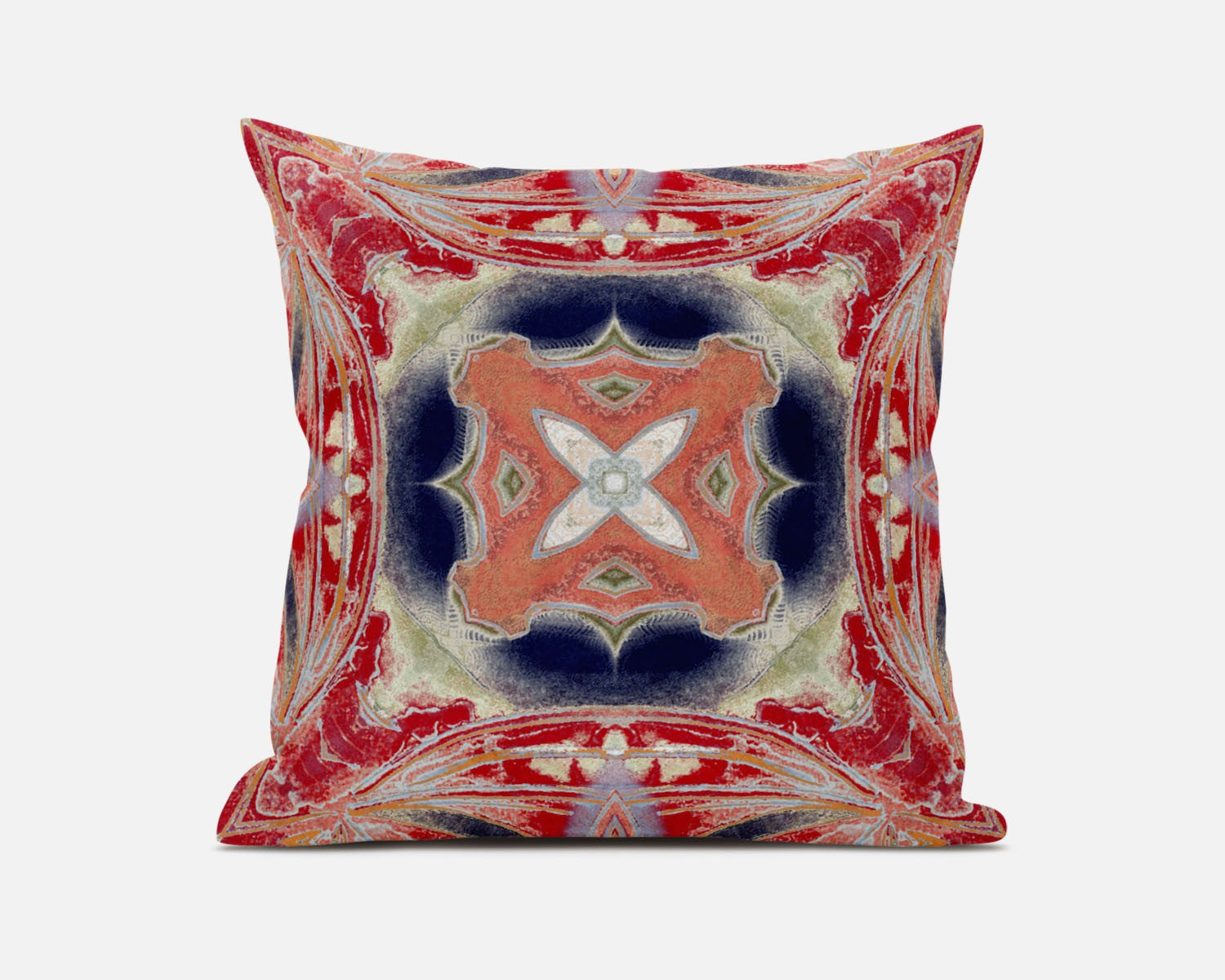 18” Red Cream Geo Tribal Suede Throw Pillow
