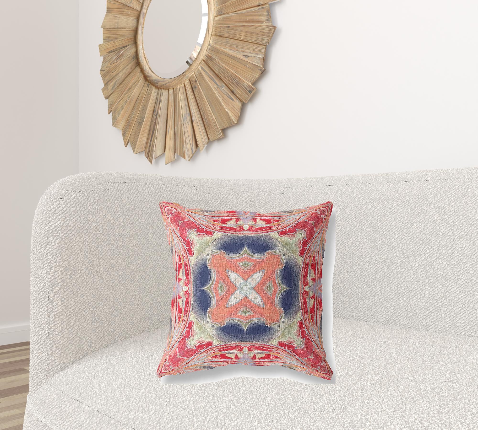 18” Red Cream Geo Tribal Suede Throw Pillow