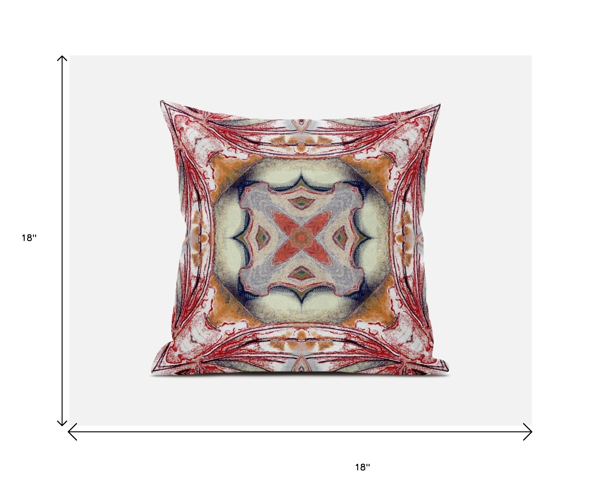 18” Red Orange Geo Tribal Suede Throw Pillow