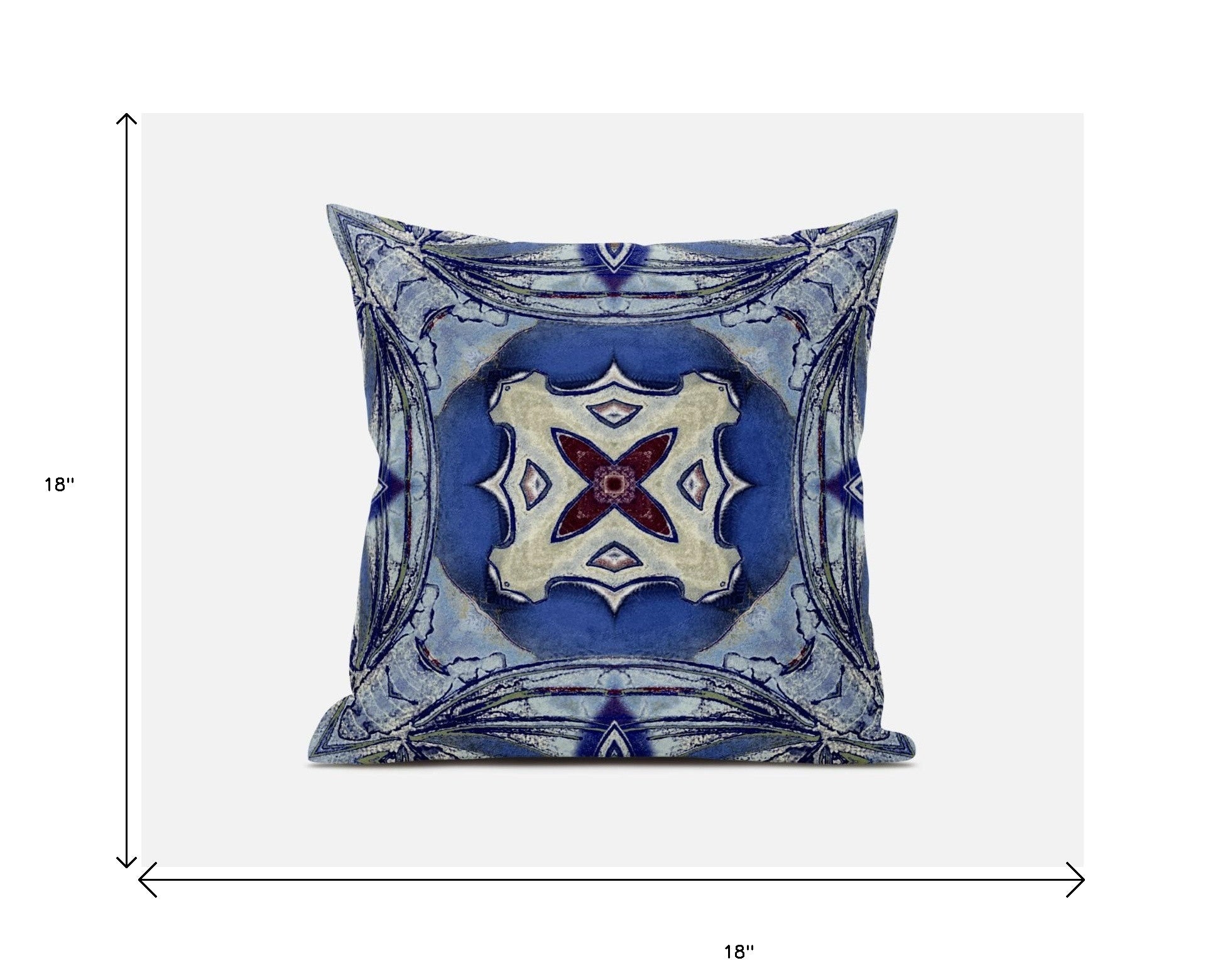 18” Blue Cream Geo Tribal Suede Throw Pillow