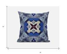 18” Blue Cream Geo Tribal Suede Throw Pillow