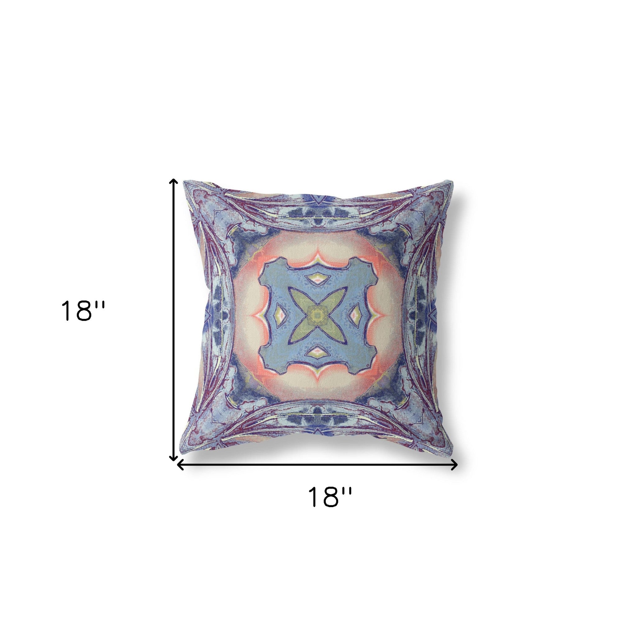 18” Indigo Peach Geo Tribal Suede Throw Pillow