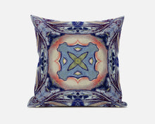 18” Indigo Peach Geo Tribal Suede Throw Pillow