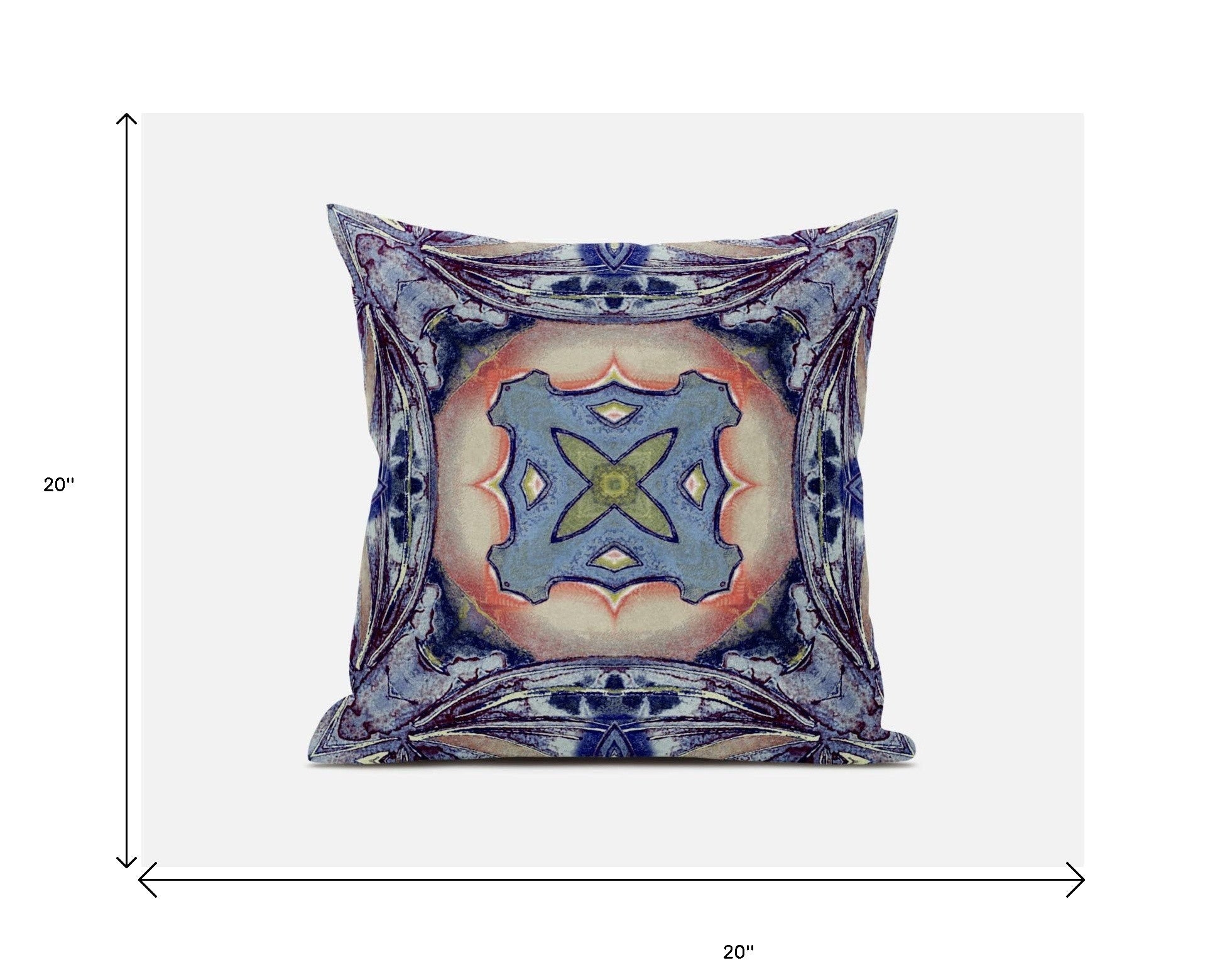 18” Indigo Peach Geo Tribal Suede Throw Pillow