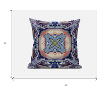 18” Indigo Peach Geo Tribal Suede Throw Pillow