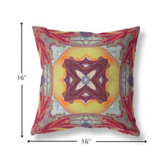 16” Red Yellow Geo Tribal Suede Throw Pillow
