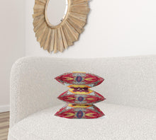 16” Red Yellow Geo Tribal Suede Throw Pillow