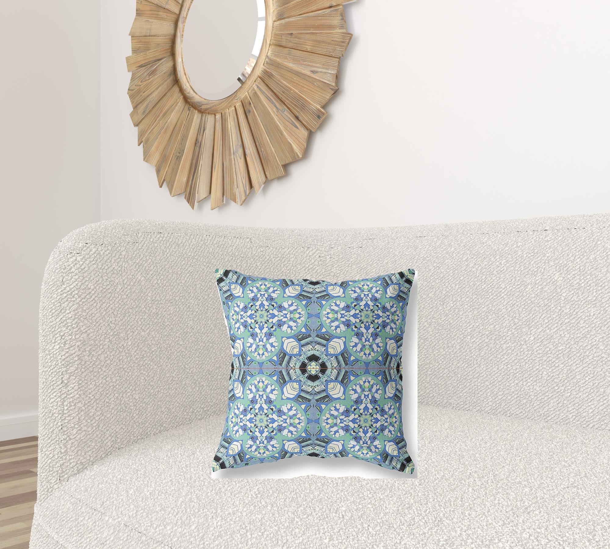 18" Sapphire White Cloverleaf Boho Suede Throw Pillow