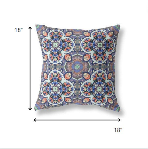 18" Gray Blue Cloverleaf Boho Suede Throw Pillow