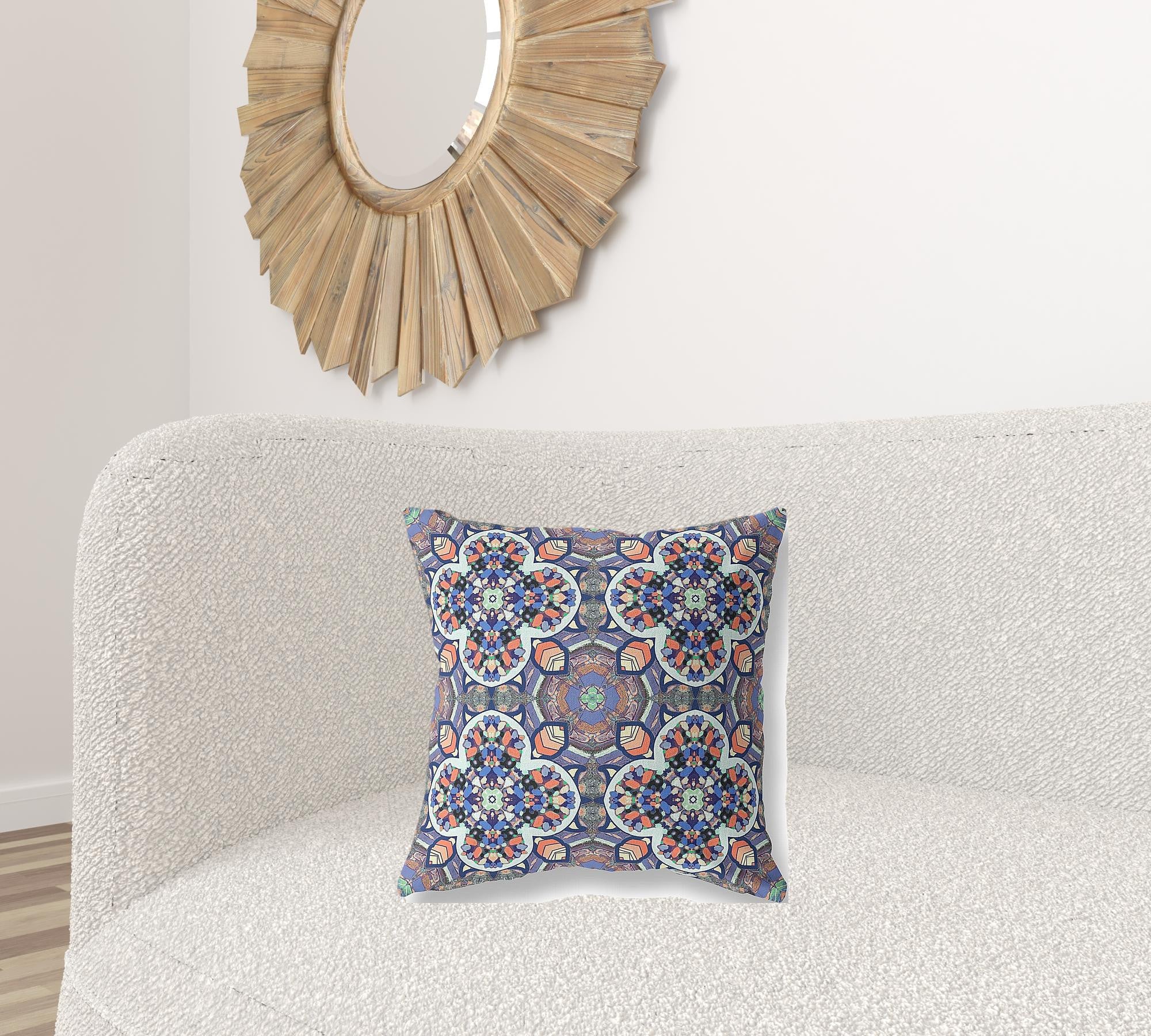 18" Gray Blue Cloverleaf Boho Suede Throw Pillow