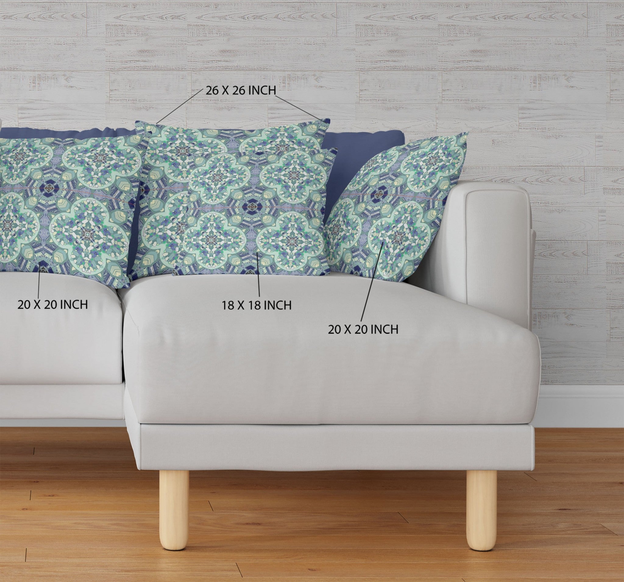 18" Aqua Blue Cloverleaf Boho Suede Throw Pillow