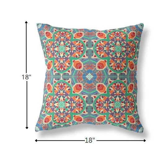 18" Orange Green Cloverleaf Boho Suede Throw Pillow