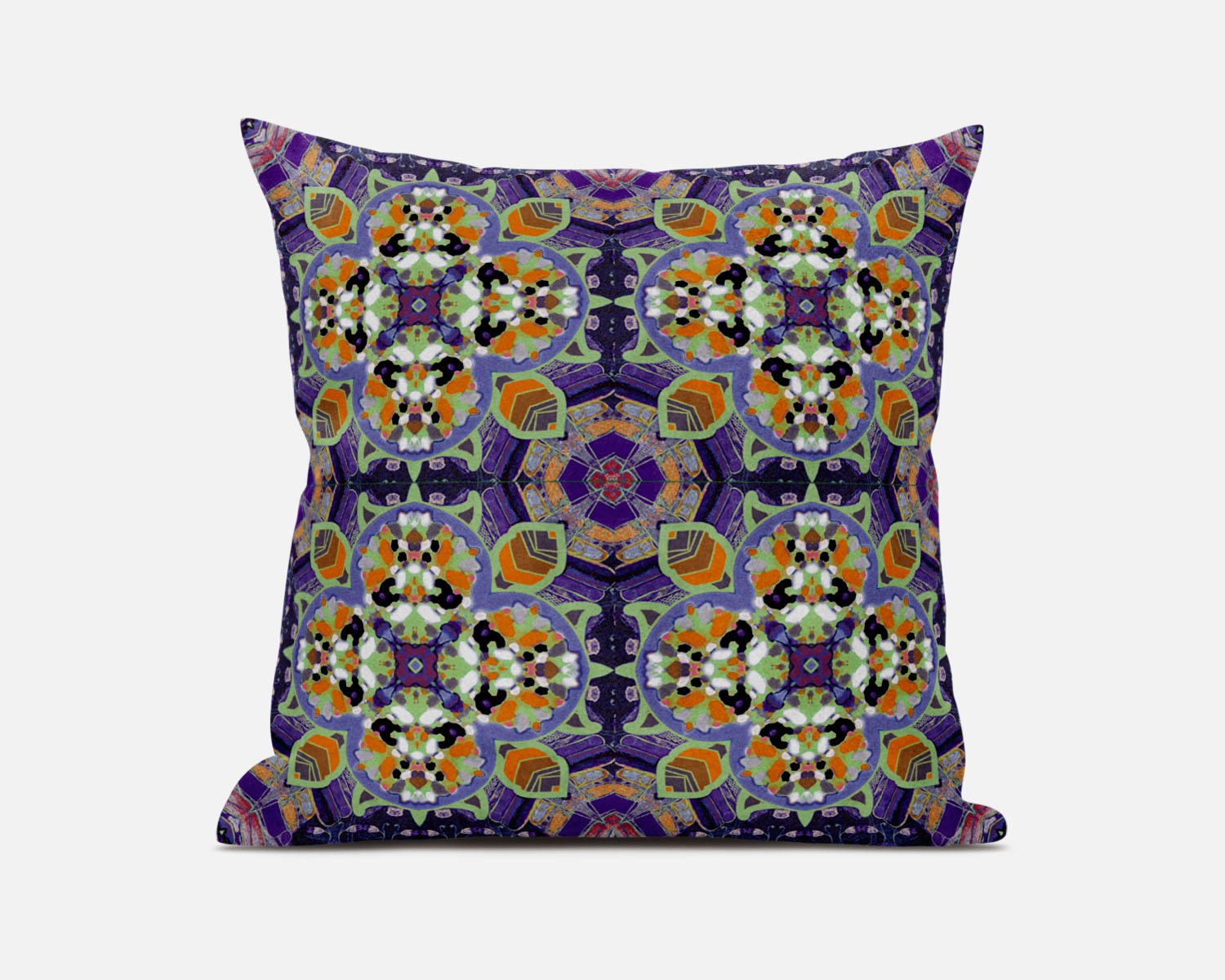 18" Purple Orange Cloverleaf Boho Suede Throw Pillow