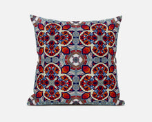 Red Blue Cloverleaf Boho Suede Throw Pillow 18