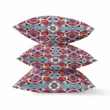 Red Blue Cloverleaf Boho Suede Throw Pillow 18
