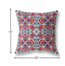 Red Blue Cloverleaf Boho Suede Throw Pillow 18