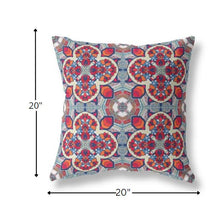 Red Blue Cloverleaf Boho Suede Throw Pillow 18
